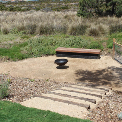 Fire pit area landscaping for house in Barwon Heads