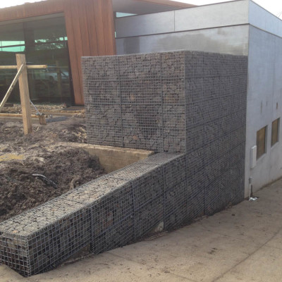 Completed gabion retaining wall in Lorne