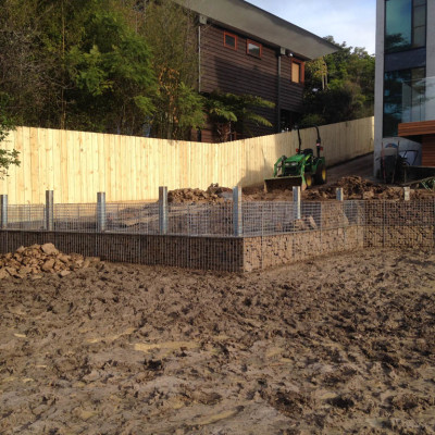 Construction of retaining walls at Beach House property in Lorne
