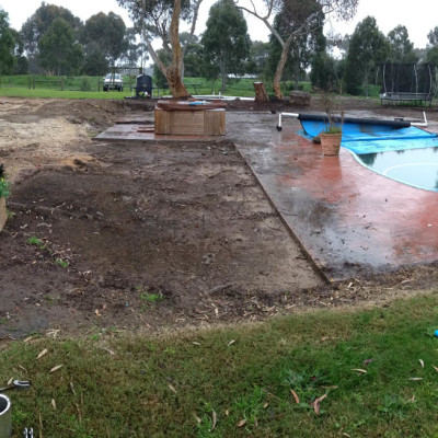 Existing pool area ready for refurbishment and landscaping in Leopold