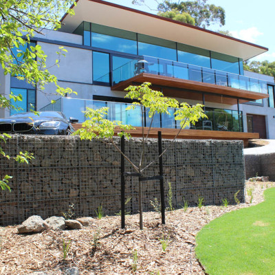 Feature retaining wall and landscaping in Lorne